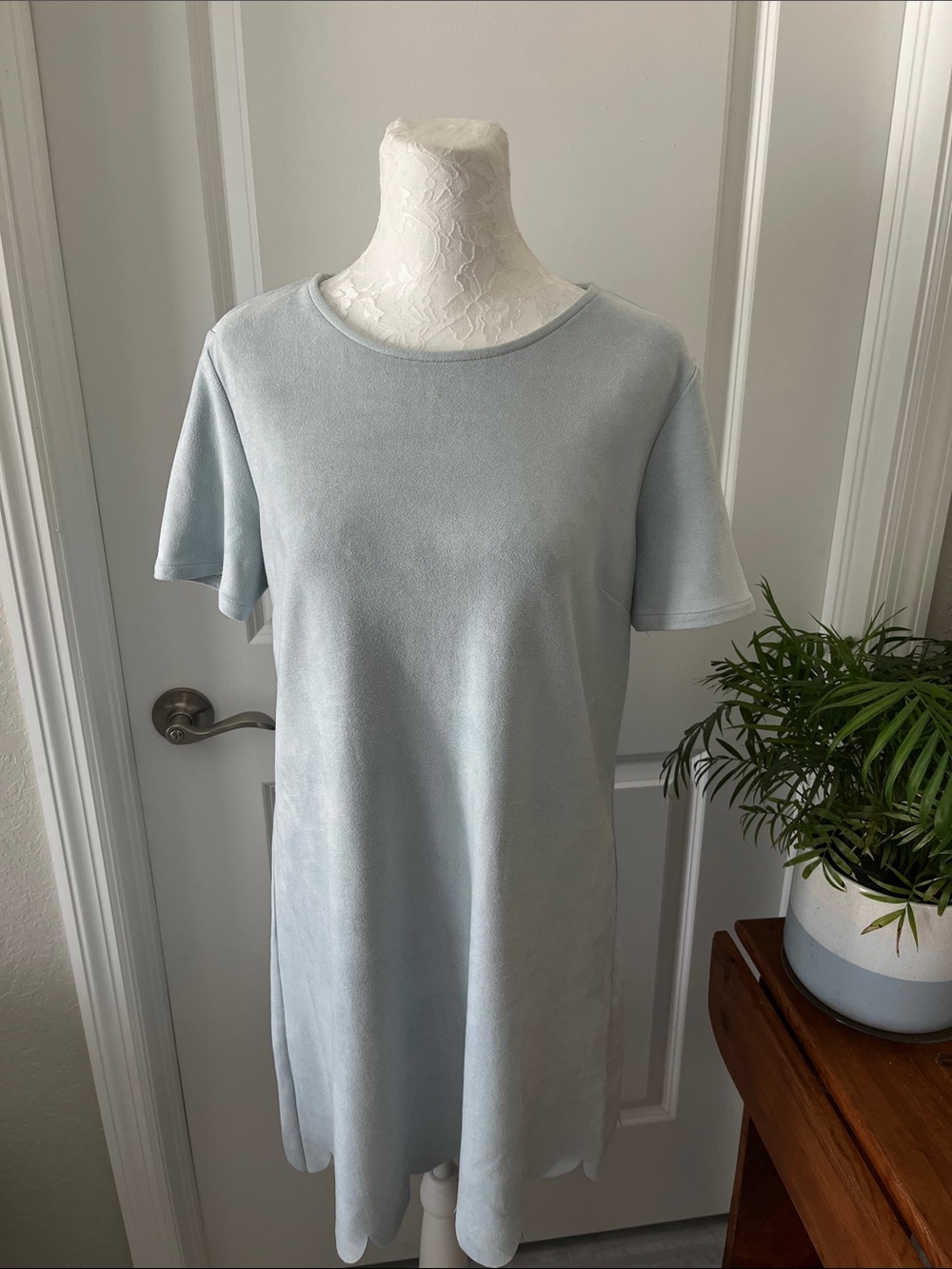 Lulu's Pale Blue Short-Sleeve Shift Dress